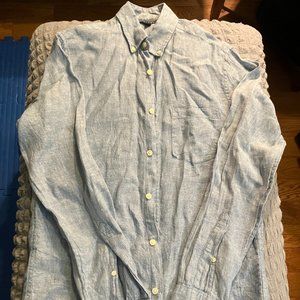 J. Crew slim fit light sky blue linen shirt small merchantile